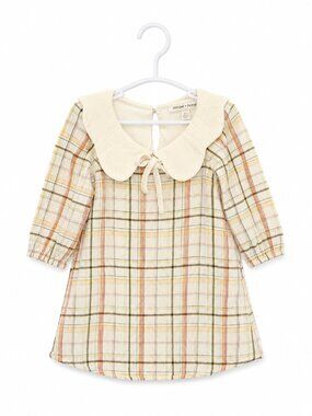 Mabel + Honey Cotton Plaid Peter Pan Collar Dress 3T Fall Thanksgiving